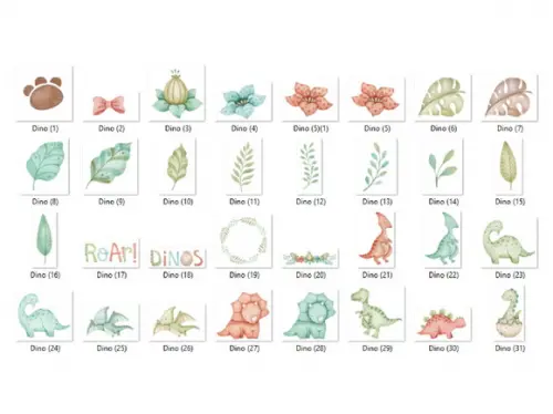 Kit Digital PNG - Dinossauros Aquarela 03