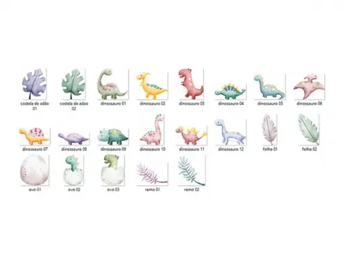 Kit Digital PNG - Dinossauros Aquarela 02