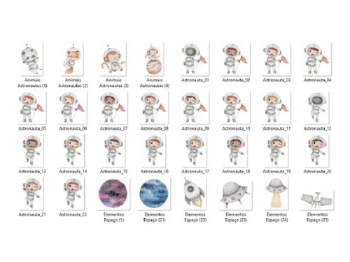 Kit Digital PNG - Astronauta Aquarela 04