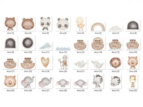 Kit Digital PNG - Arca de Noé Aquarela 03