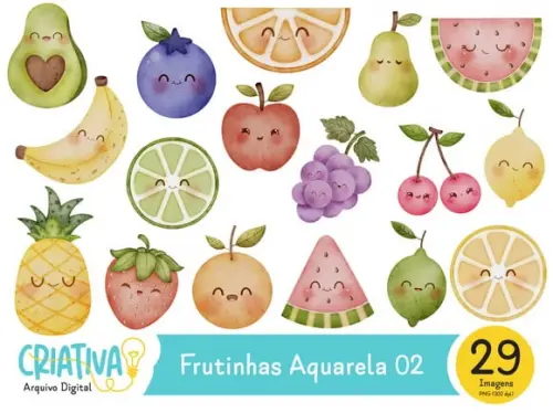 Kit Digital PNG - Frutinhas Aquarela 02