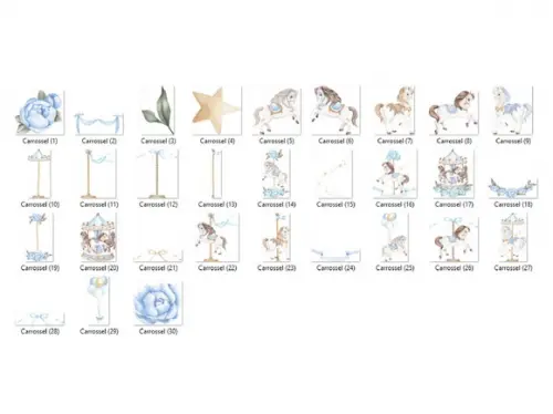 Kit Digital PNG - Carrossel Aquarela Azul