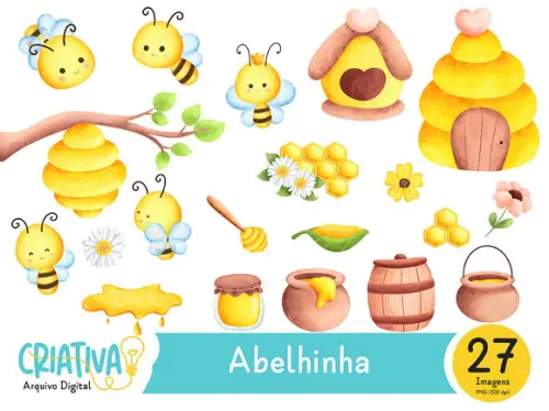 Kit Digital PNG - Abelhinha