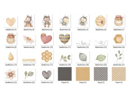 Kit Digital PNG - Abelhinha Aquarela 03