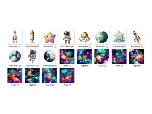 Kit Digital PNG - Astronauta Aquarela 09