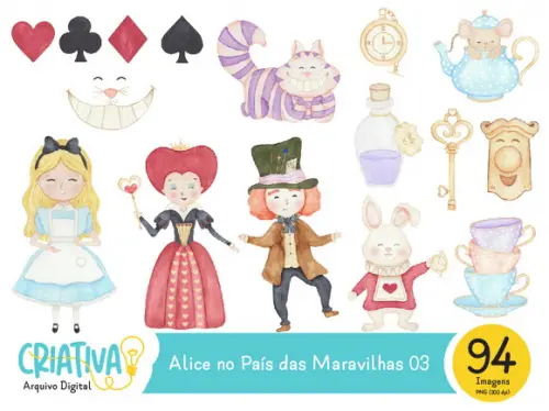 Kit Digital PNG - Alice no País das Maravilhas 03