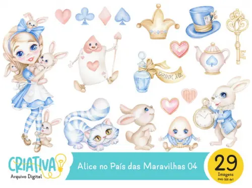 Kit Digital PNG - Alice no País das Maravilhas 04
