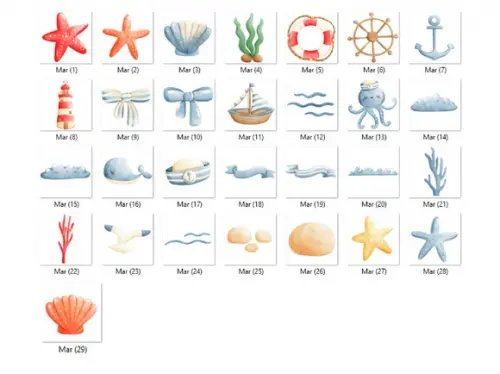Kit Digital PNG - Fundo do Mar Aquarela 14