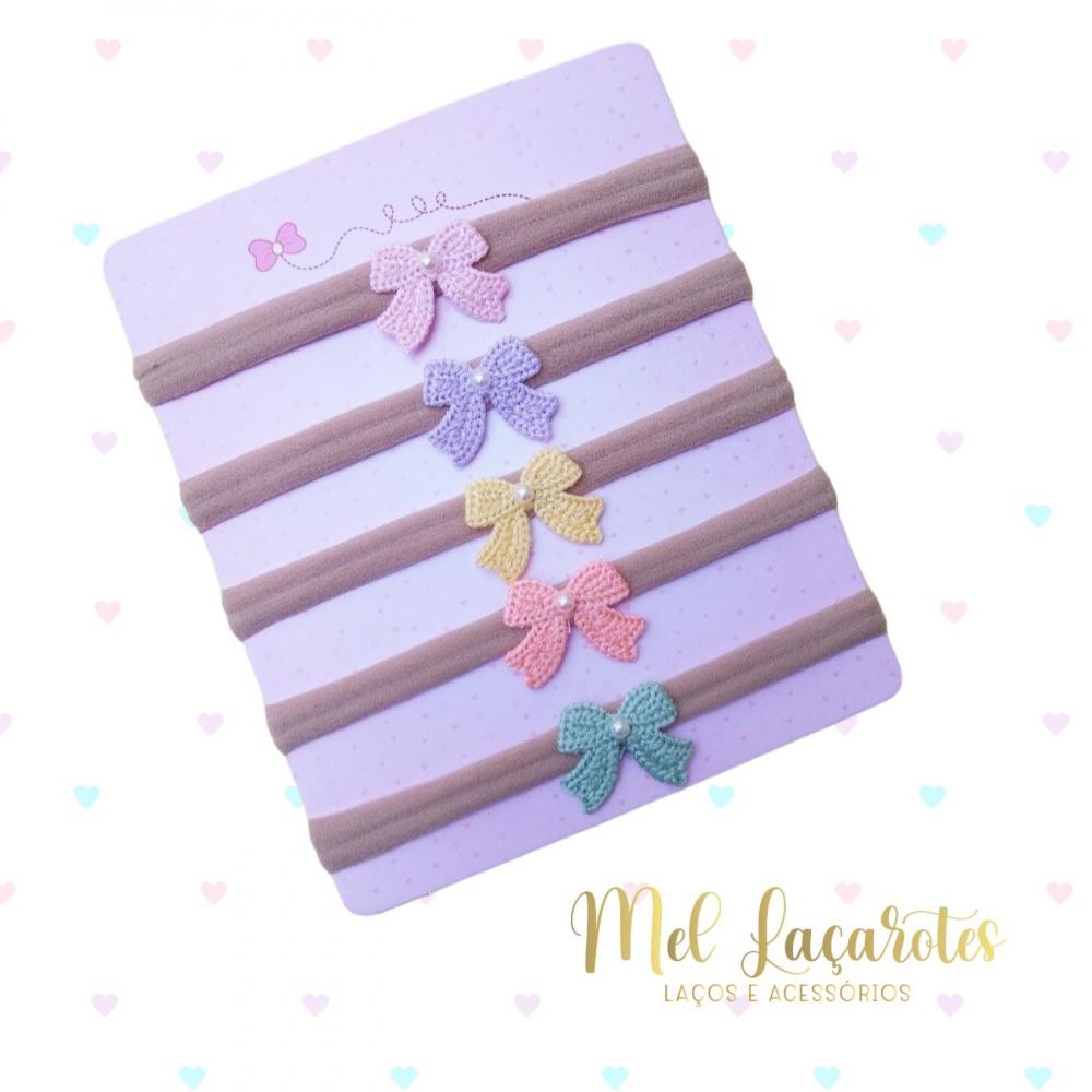 Kit com 5 mini lacinhos de crochê RN