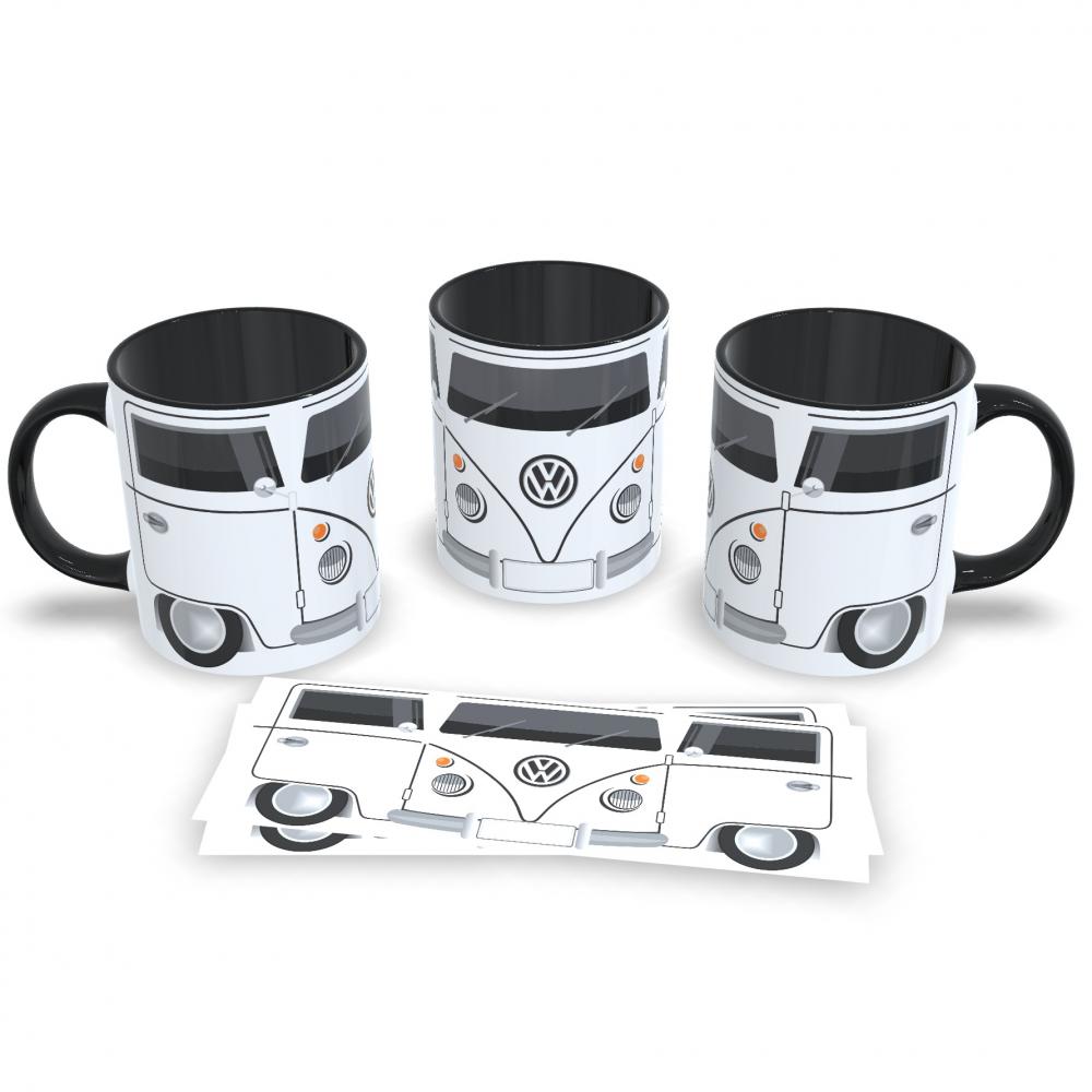 Caneca Preta Kombat Resistente como a Kombi Porcelana 325ml