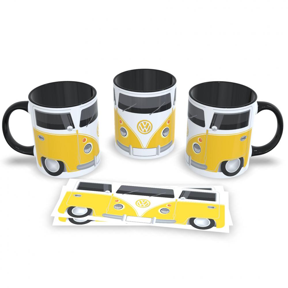 Caneca Porcelana Preta Loucos por Kombi Edição 325ml
