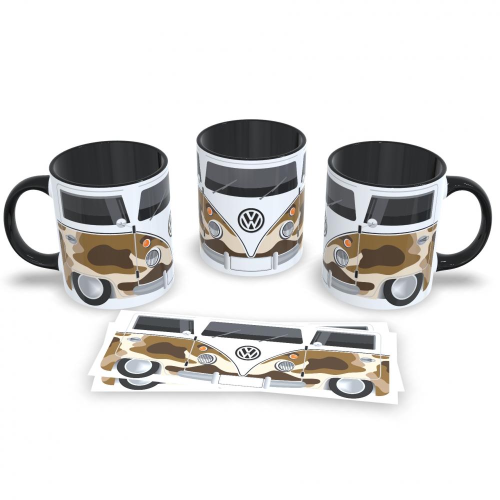 Caneca Porcelana Preta Loucos por Kombi Edição 325ml