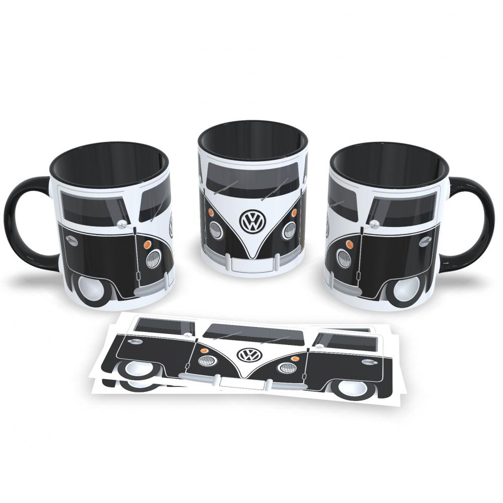 Caneca Porcelana Preta Loucos por Kombi Edição 325ml