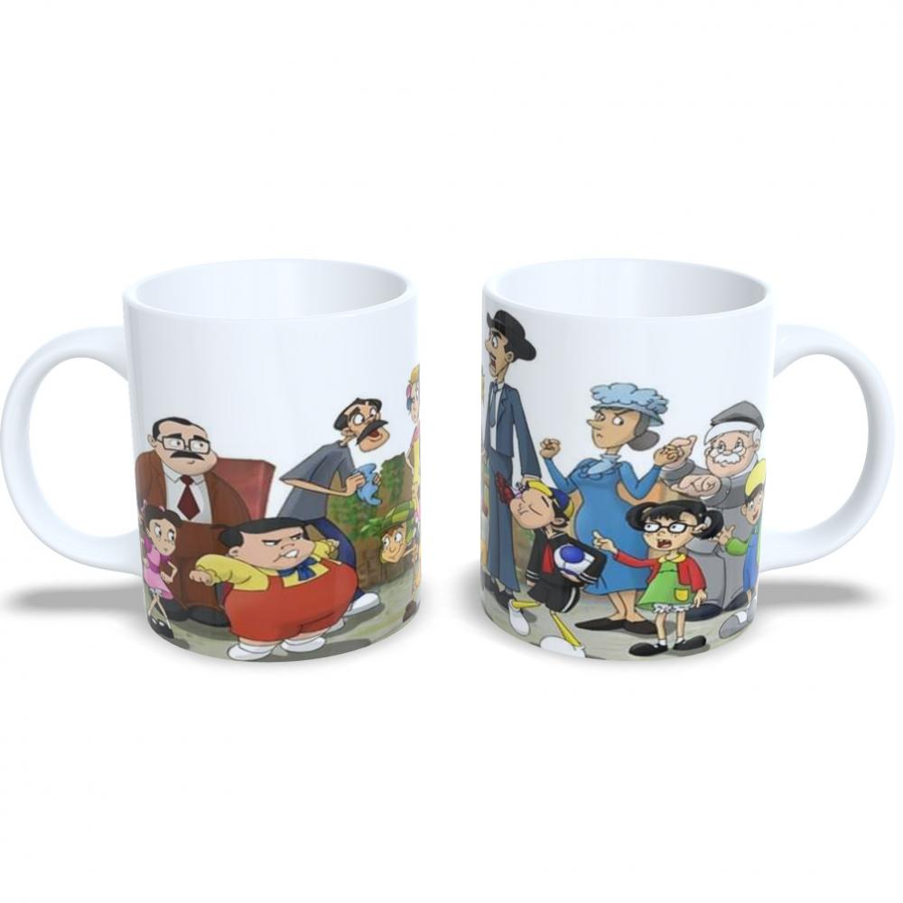 Caneca Branca 325ml Turma do Chaves Nostalgia e o Humor