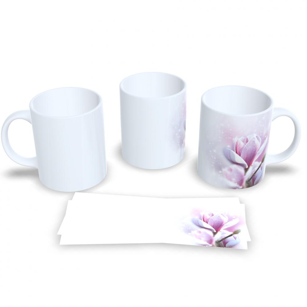 Caneca De Porcelana Decorada Estampa De Flores 325ml