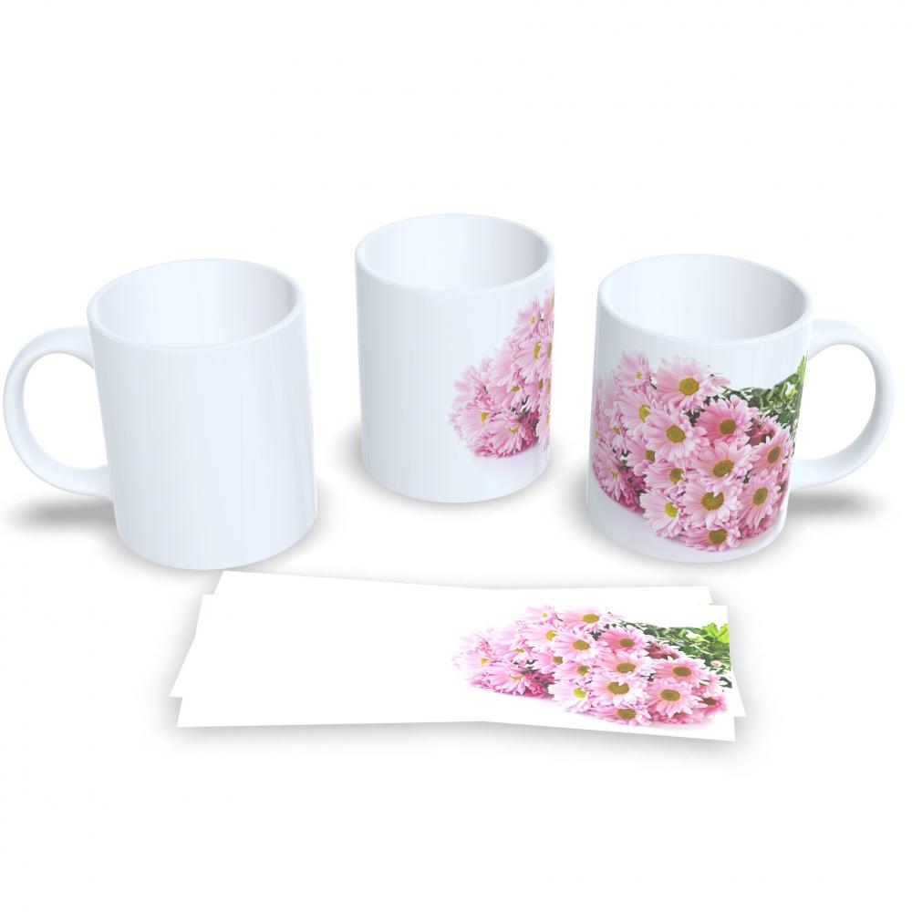 Caneca De Porcelana Decorada Estampa De Flores 325ml