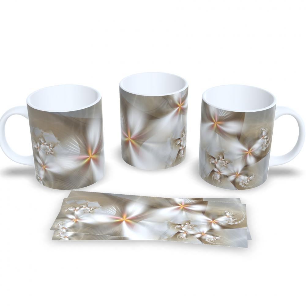 Caneca Decorativa Flores Delicadas Presente Aniversário