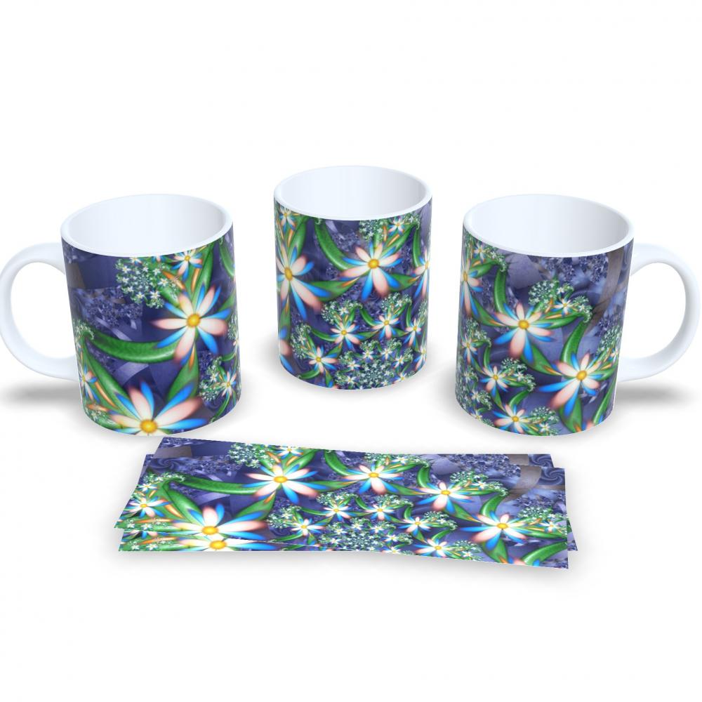 Caneca Decorativa Flores Delicadas Presente Aniversário