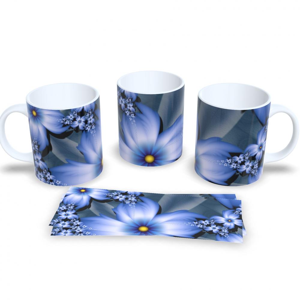 Caneca Decorativa Flores Delicadas Presente Aniversário