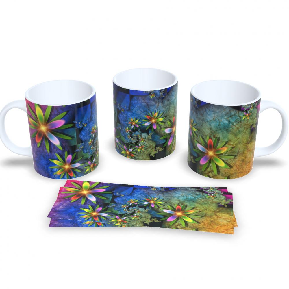 Caneca Decorativa Flores Delicadas Presente Aniversário