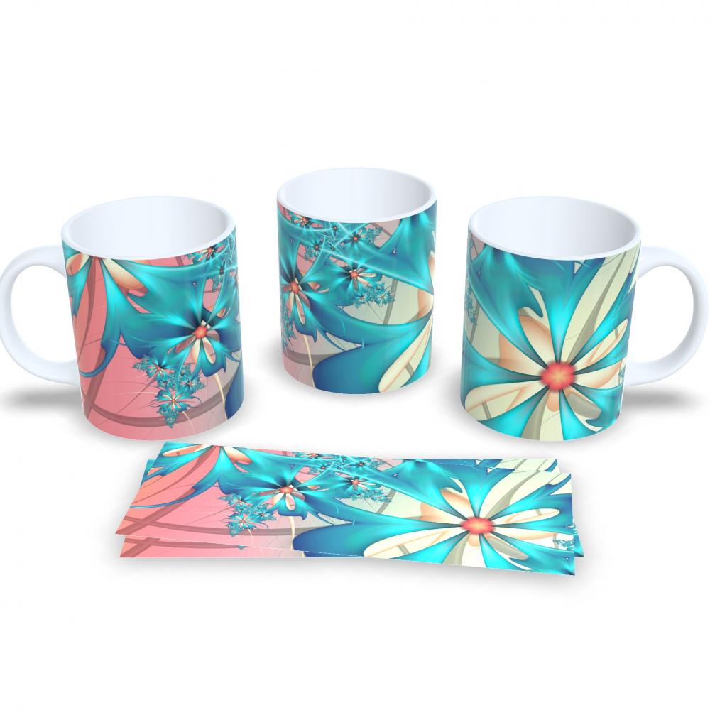 Caneca Decorativa Flores Delicadas Presente Aniversário