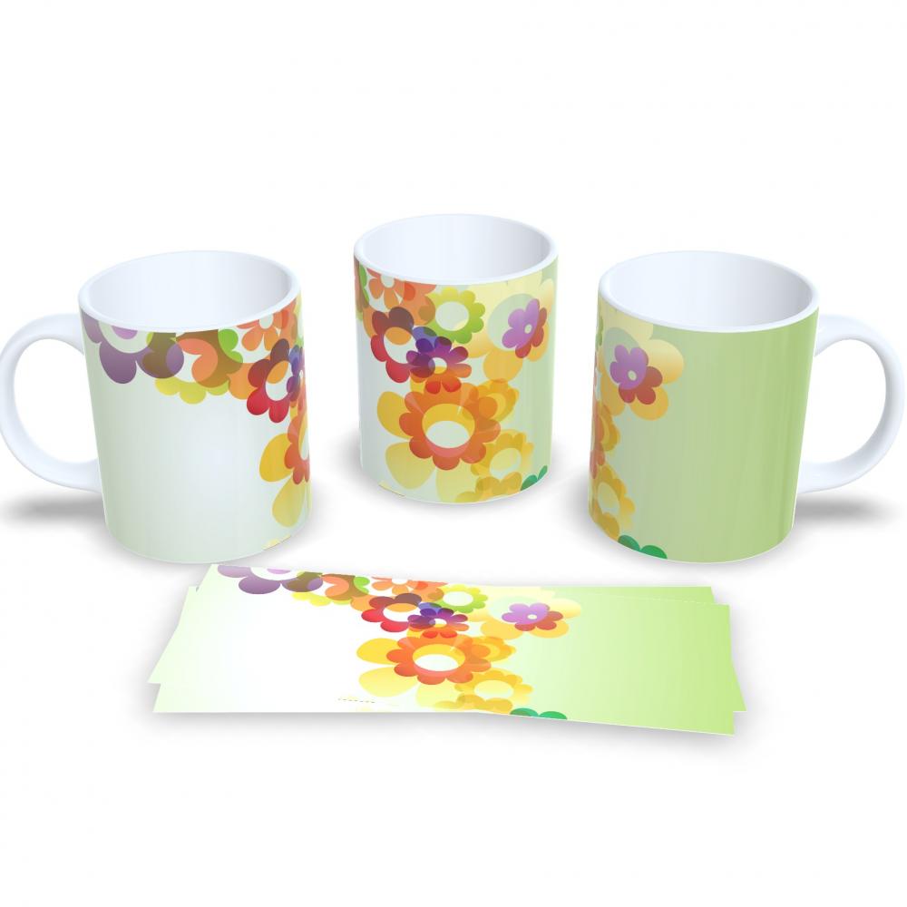 Caneca Decorativa Flores Delicadas Presente Aniversário