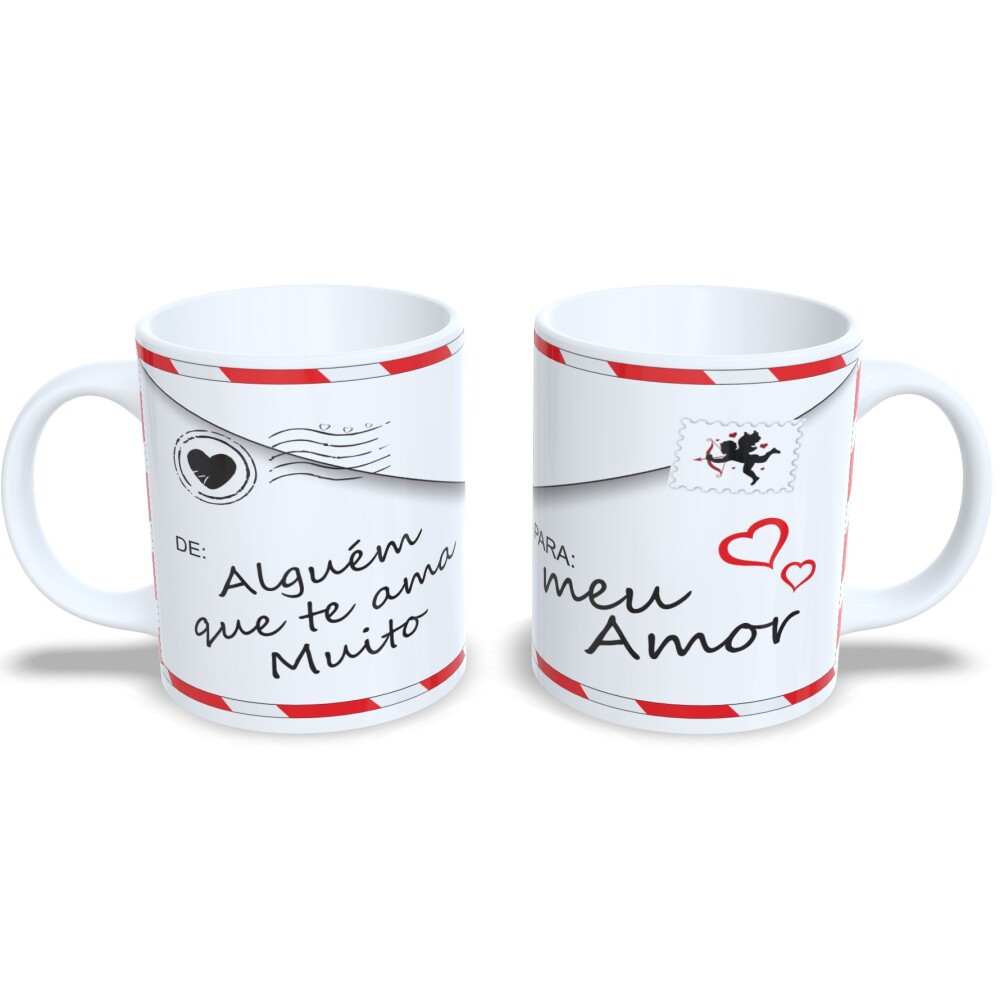 Caneca Dia Dos Namorados Presente Romântico De Cerâmica 325ml