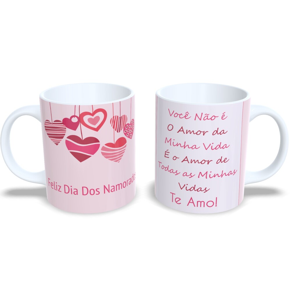 Caneca Dia Dos Namorados Presente Romântico De Cerâmica 325ml