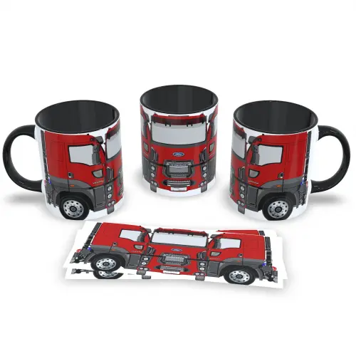 Caneca Preta De Porcelana Tema Caminhoneiro Estrada 325ml