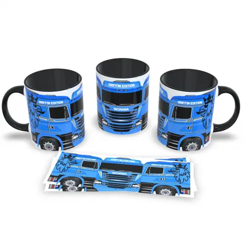 Caneca Preta Personalizada Caminhão Bruto Presente Criativo 325ml