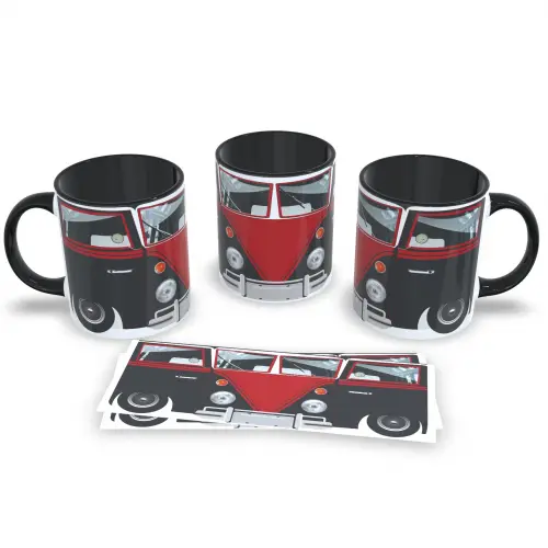 Caneca Preta Kombi Vintage 325ml Relíquia e Nostalgia na Mesa