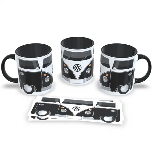 Caneca Porcelana Preta Loucos por Kombi Edição 325ml