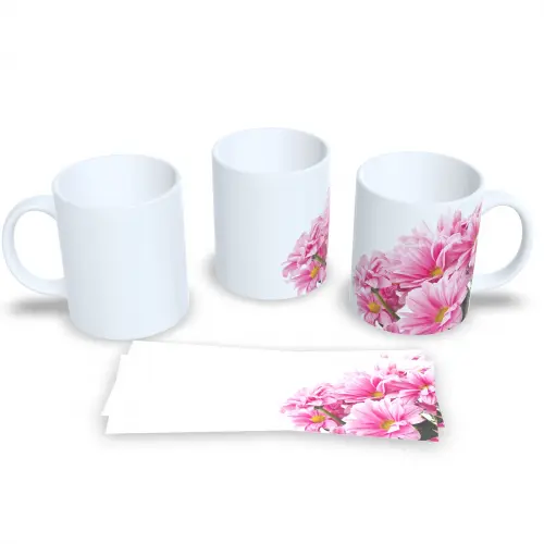 Caneca De Porcelana Decorada Estampa De Flores 325ml