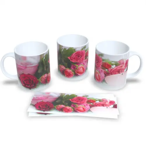 Caneca De Porcelana Decorada Estampa De Flores 325ml