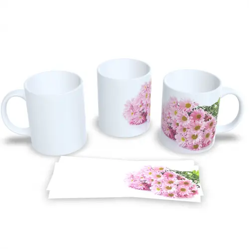 Caneca De Porcelana Decorada Estampa De Flores 325ml