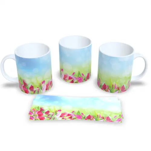 Caneca De Café E Chá Estampa Floral Colorida