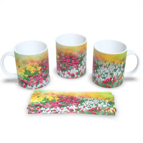 Caneca De Café E Chá Estampa Floral Colorida