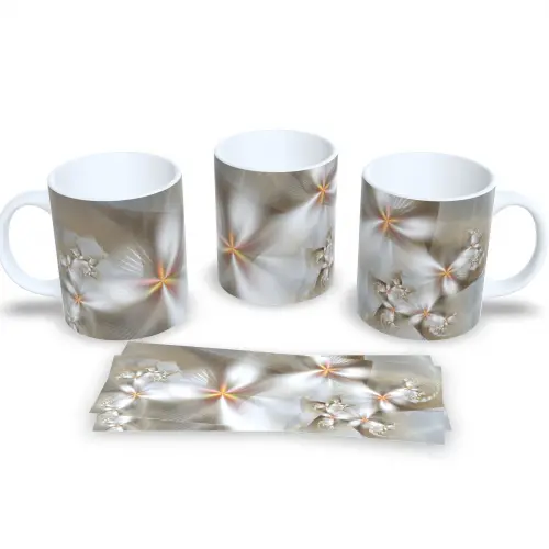 Caneca Decorativa Flores Delicadas Presente Aniversário