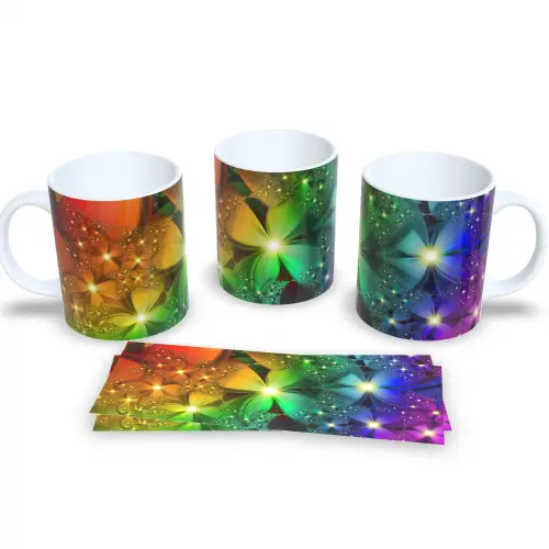 Caneca Decorativa Flores Delicadas Presente Aniversário