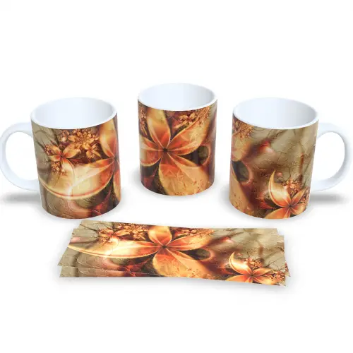 Caneca Decorativa Flores Delicadas Presente Aniversário
