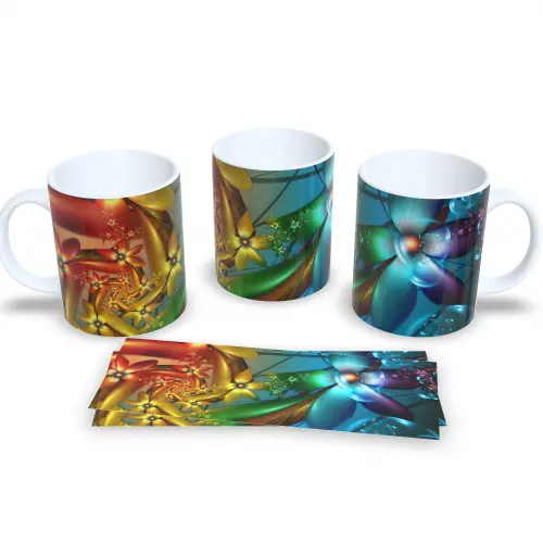 Caneca Decorativa Flores Delicadas Presente Aniversário