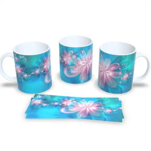 Caneca Decorativa Flores Delicadas Presente Aniversário