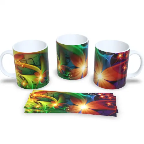 Caneca Decorativa Flores Delicadas Presente Aniversário