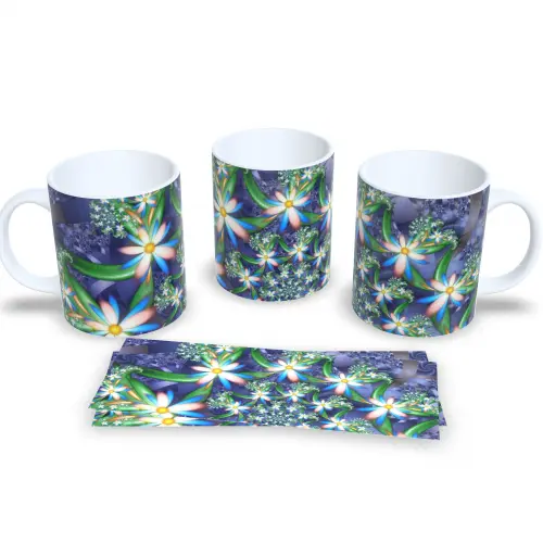 Caneca Decorativa Flores Delicadas Presente Aniversário