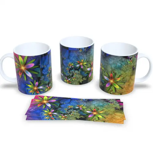 Caneca Decorativa Flores Delicadas Presente Aniversário
