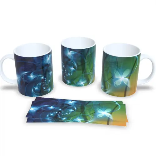 Caneca Decorativa Flores Delicadas Presente Aniversário