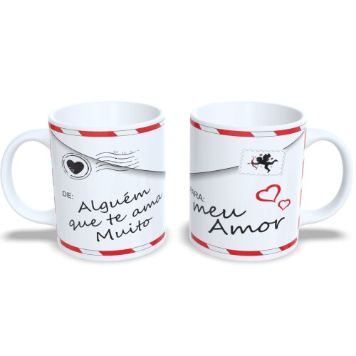 Caneca Dia Dos Namorados Presente Romântico De Cerâmica 325ml