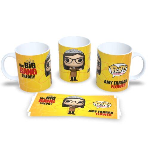 Caneca Coleção The Big Bang Theory Funko Amy Séries Geek Café 325ml