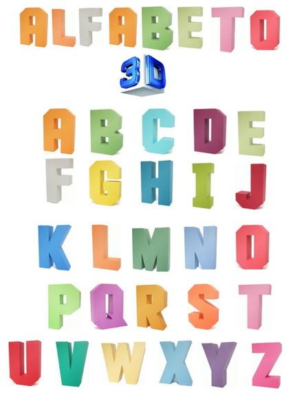 Alfabeto 3d Silhouette Letras Quadradas
