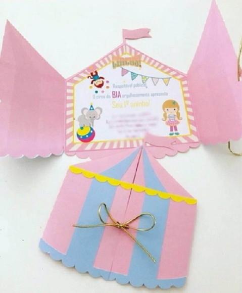 Arquivo Corte Convite Aniversário Circo Rosa Menina Sil